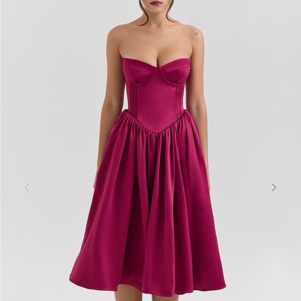 House of CB Strapless Magenta Dress